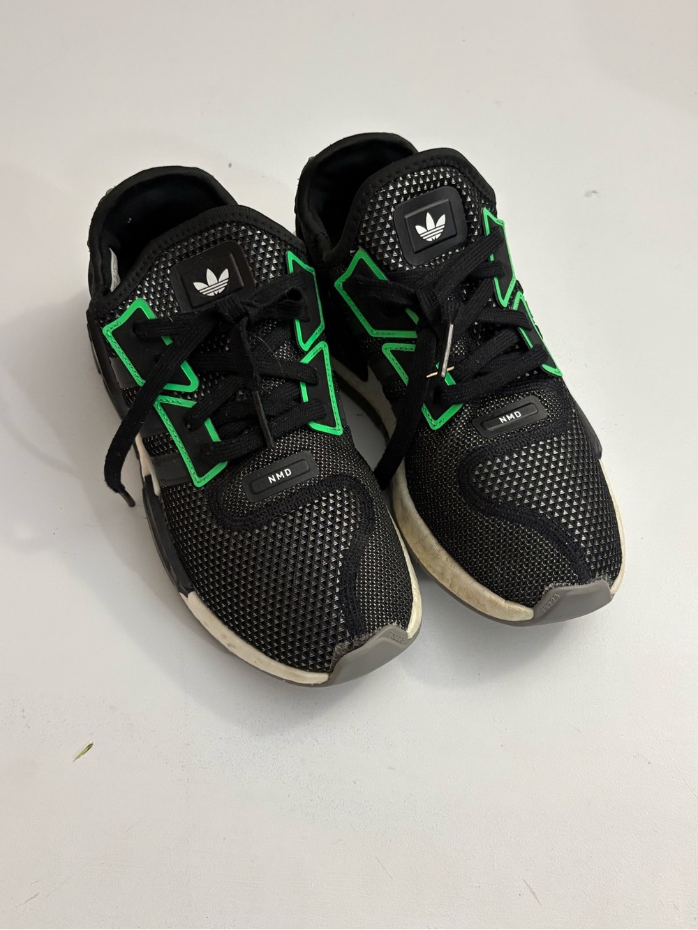 adidas Kids Black Sneakers with Green Trim